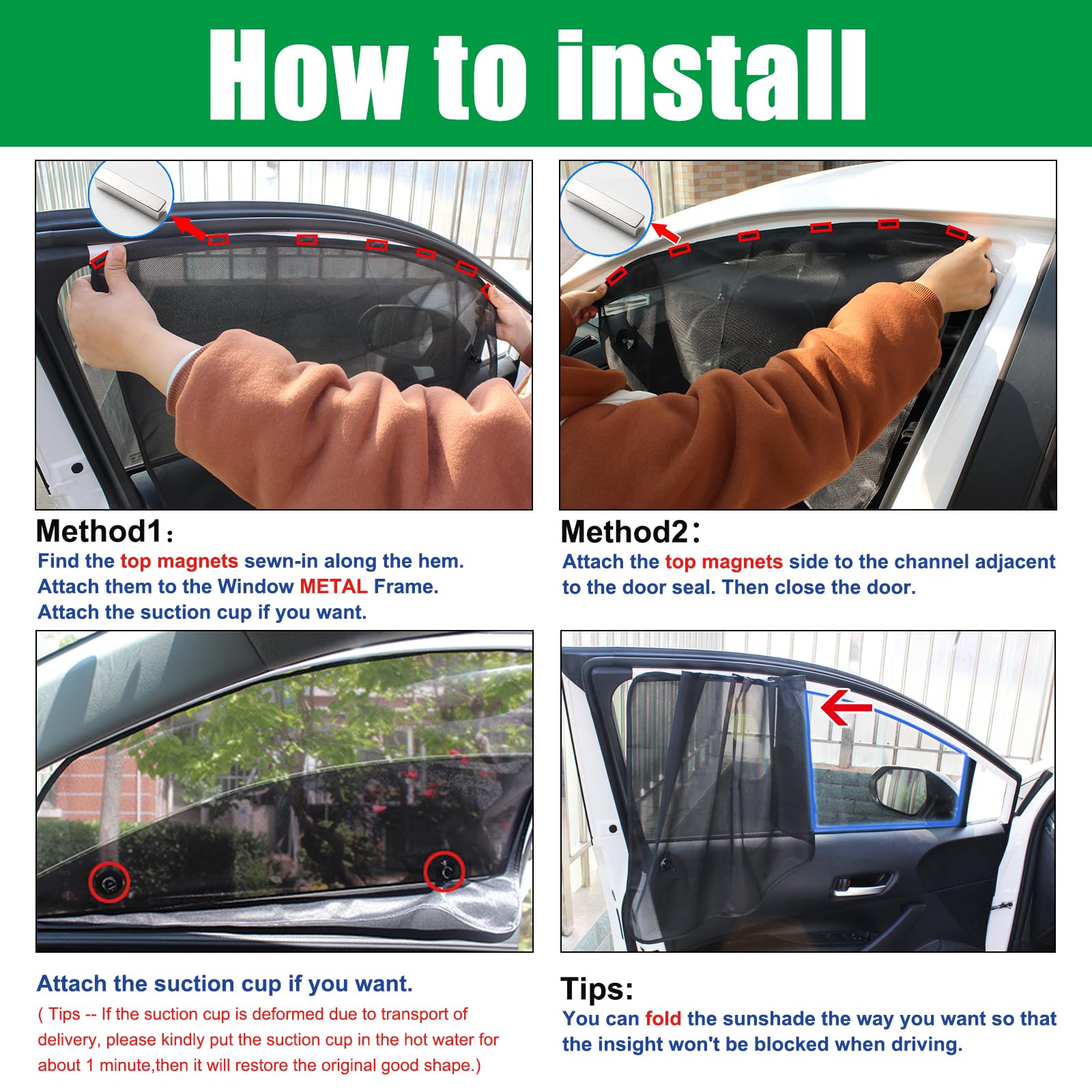 Magnetic Car Side Window Sun Shade Cover for UV Protection