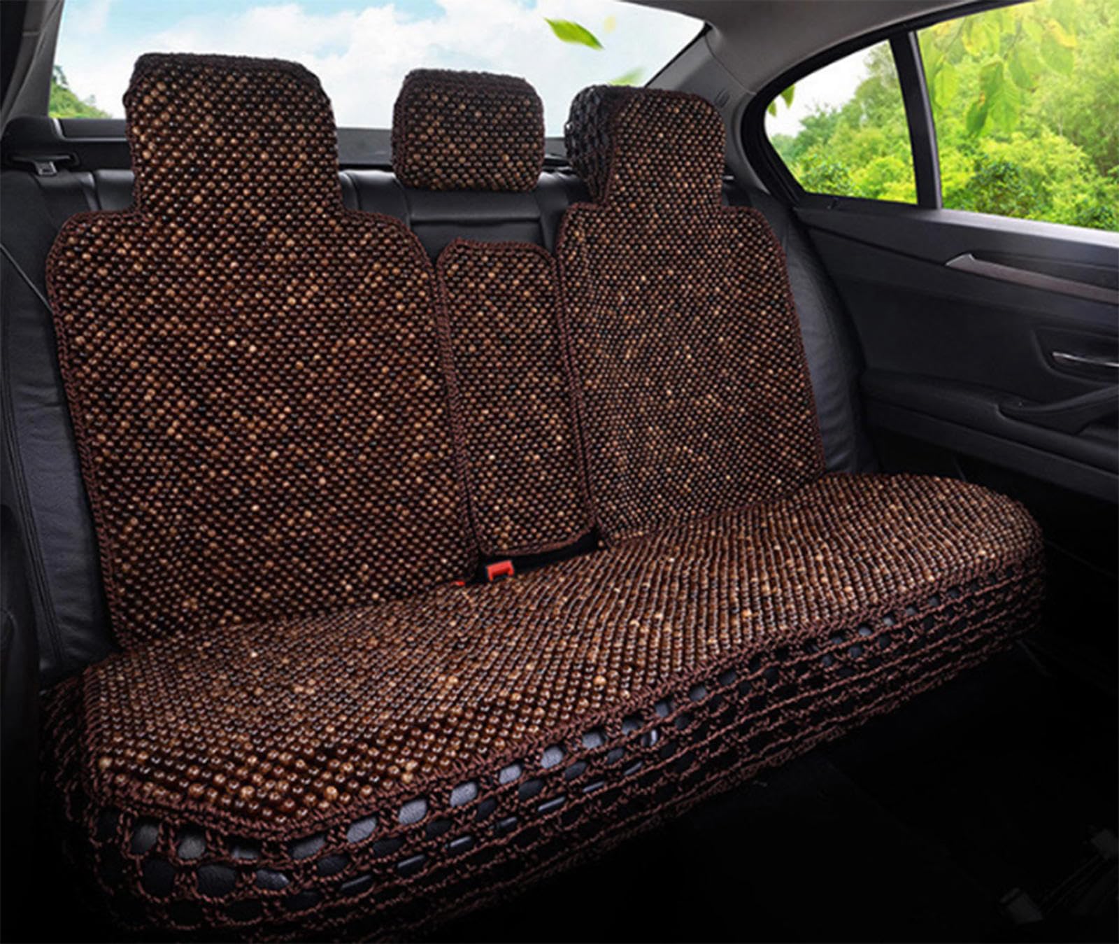 JBNCRYGD Beaded Car Seat Covers, Natural Wood Bead Seat Cushion for Trucks, Automotive Summer Ventilated Seat Cooling Pad, Wooden Seat Cover Sweat Protector