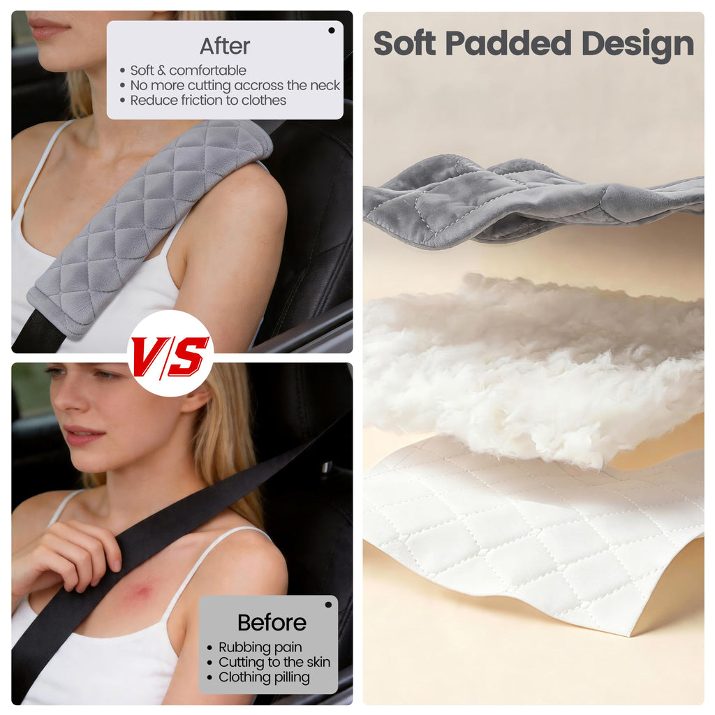 Universal Padded Seat Belt Shoulder Covers, 2-Pack