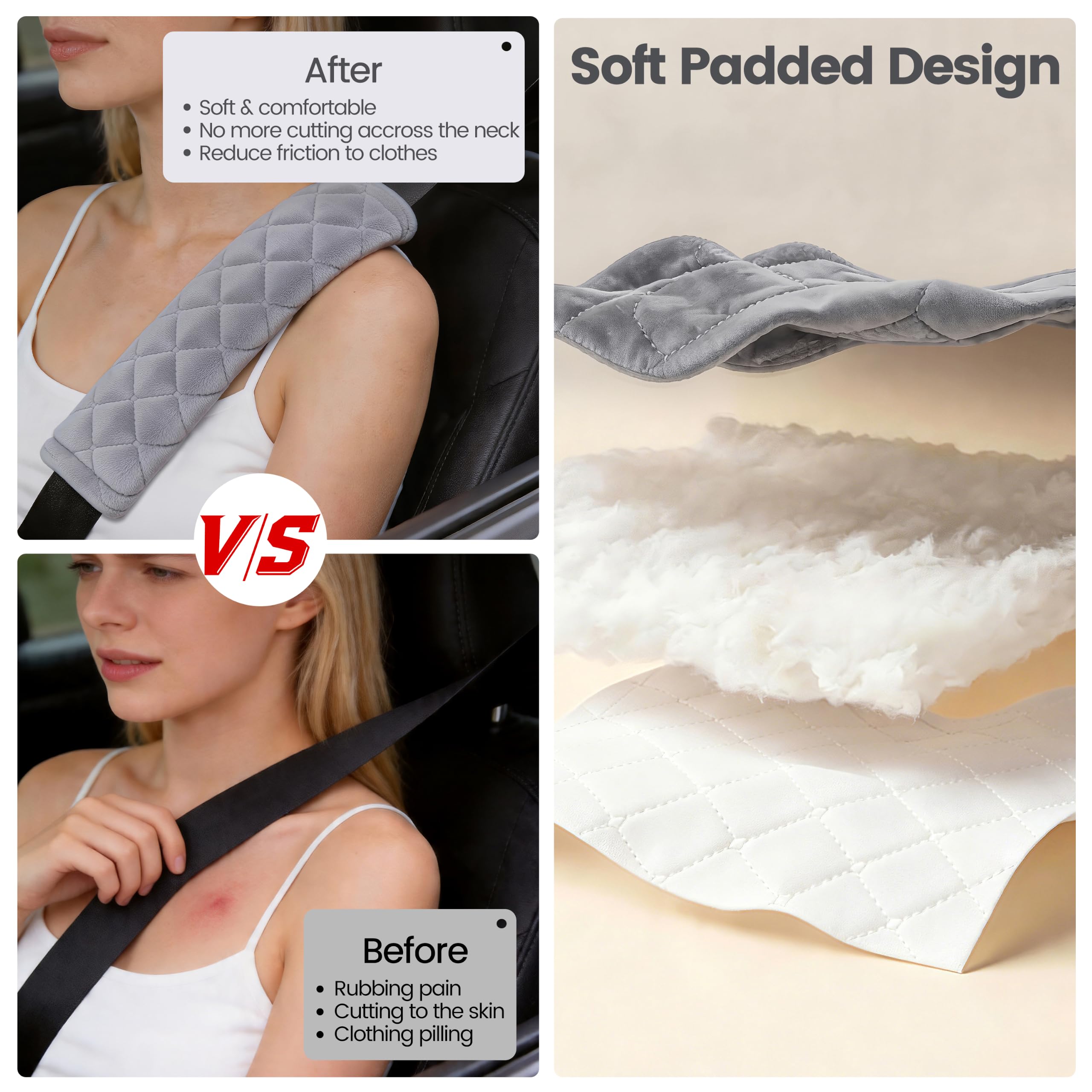 Universal Padded Seat Belt Shoulder Covers, 2-Pack