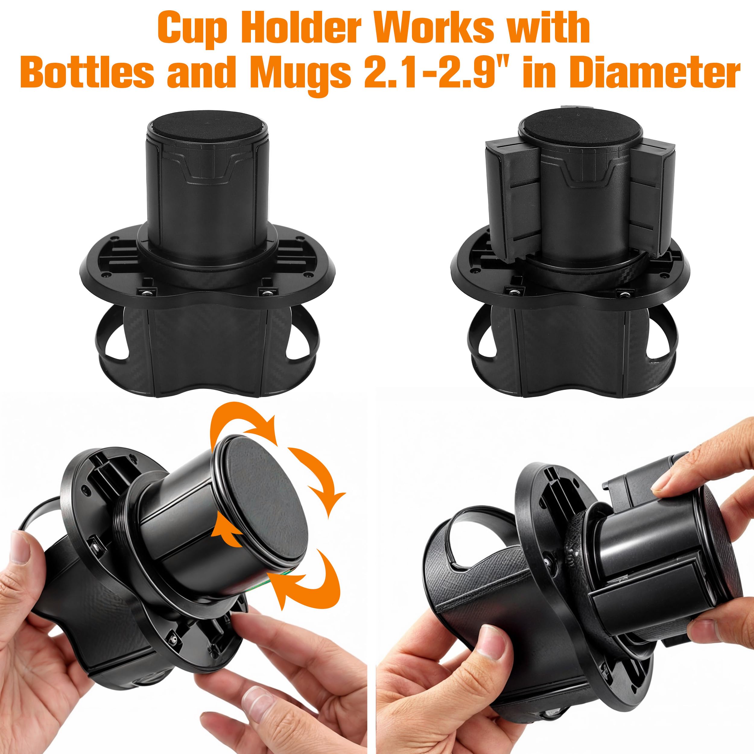 Double Cup Holder for Car, 2 in 1 Extra Cup Insert with Expandable Base, Multifunctional Extender Expander Adapter with Elastic Open-Close Cup Mouth, Adjustable Bracket FOR 2.1''-2.9'' BOTTLE DIAMETER