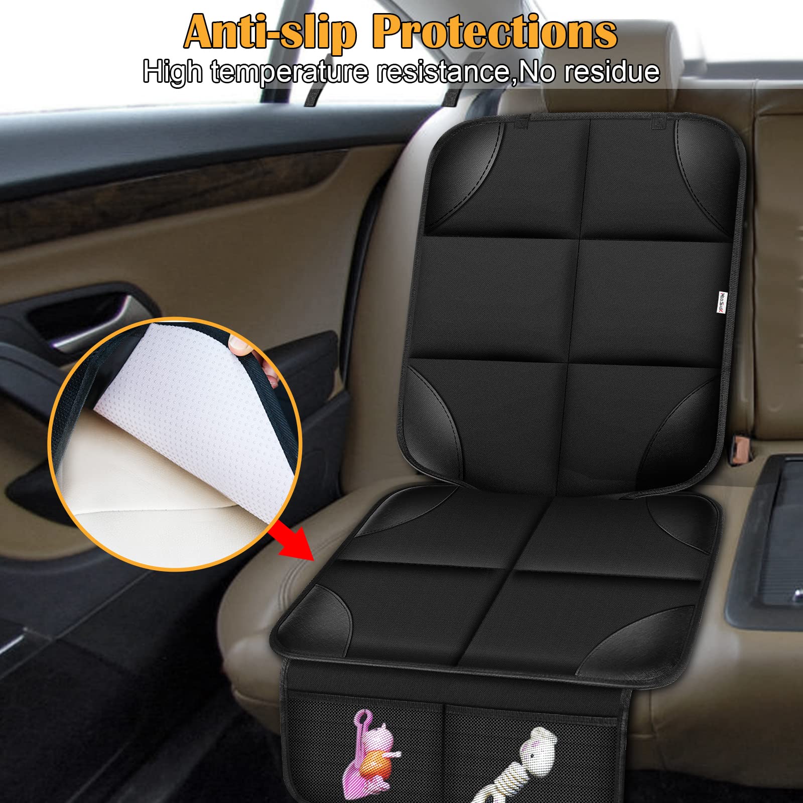 Meolsaek Car Seat Protector for Child Car Seat, Durable 600D Fabric Waterproof Car Seat Cover with Thick Pad Non-Slip Backing，No Imprints