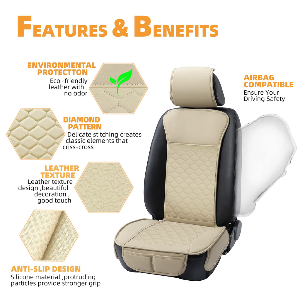 Elantrip Front Car Seat Covers Leather Water Proof Seat Protector Universal fit