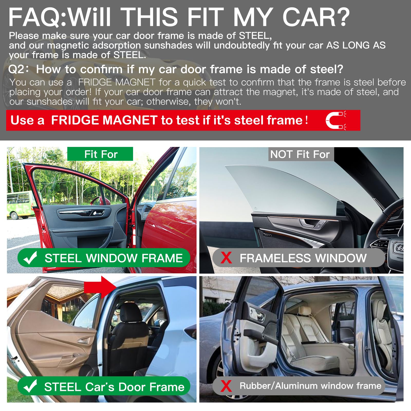 Magnetic Car Side Window Sun Shade Cover for UV Protection