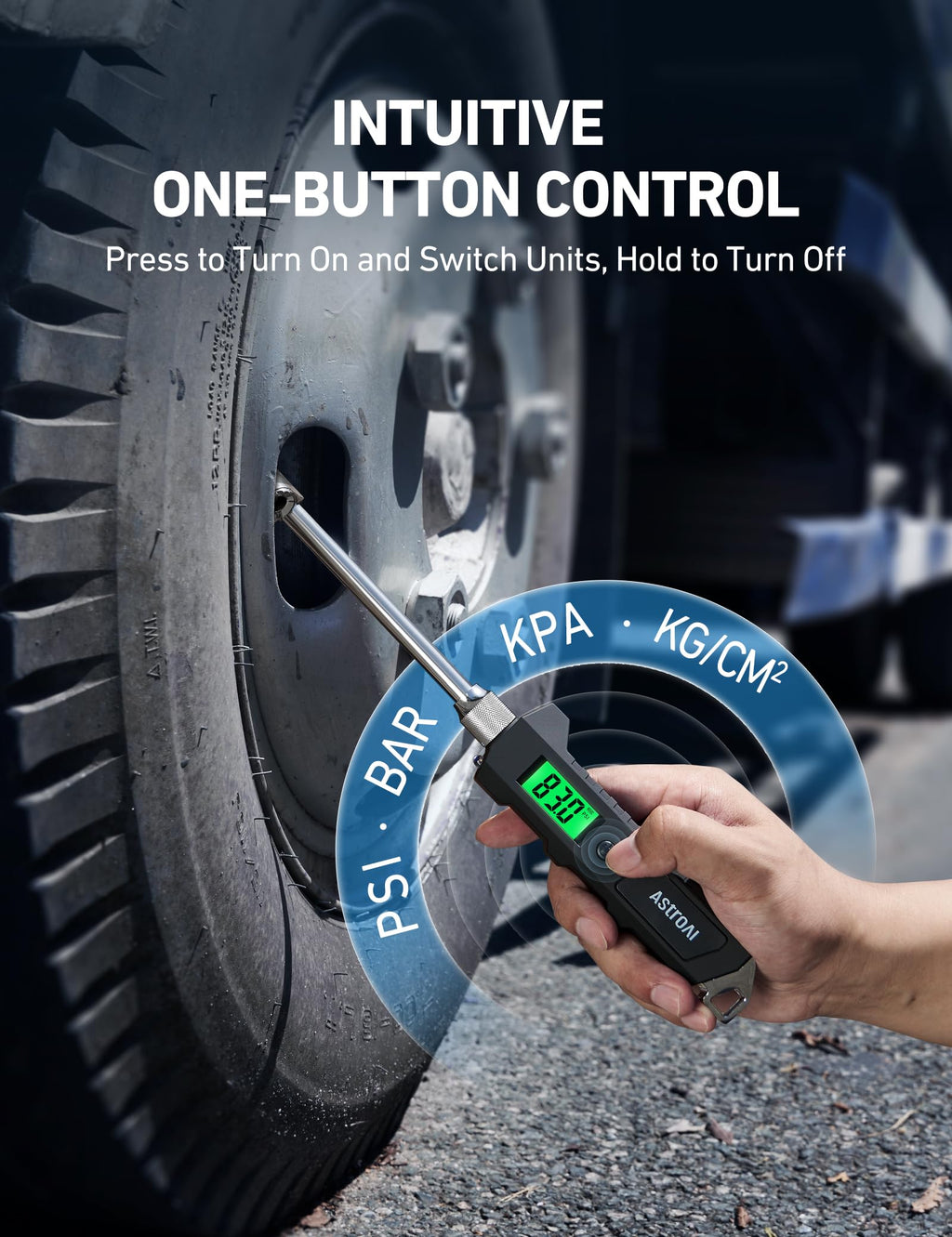 Heavy-Duty Digital Tire Pressure Gauge with Backlit LCD