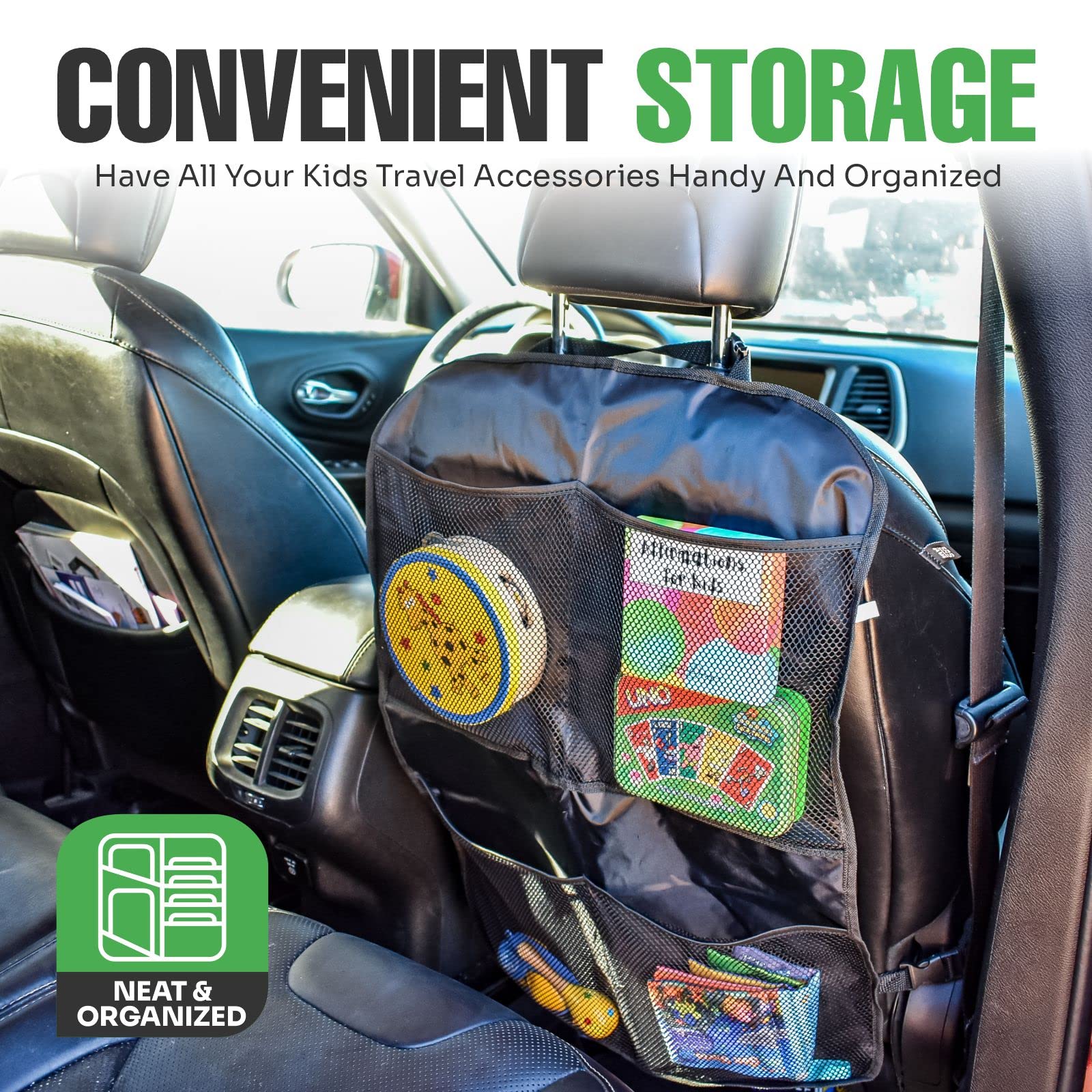 lebogner Back Seat Cover for Kids + 3 Pocket Storage Organizer