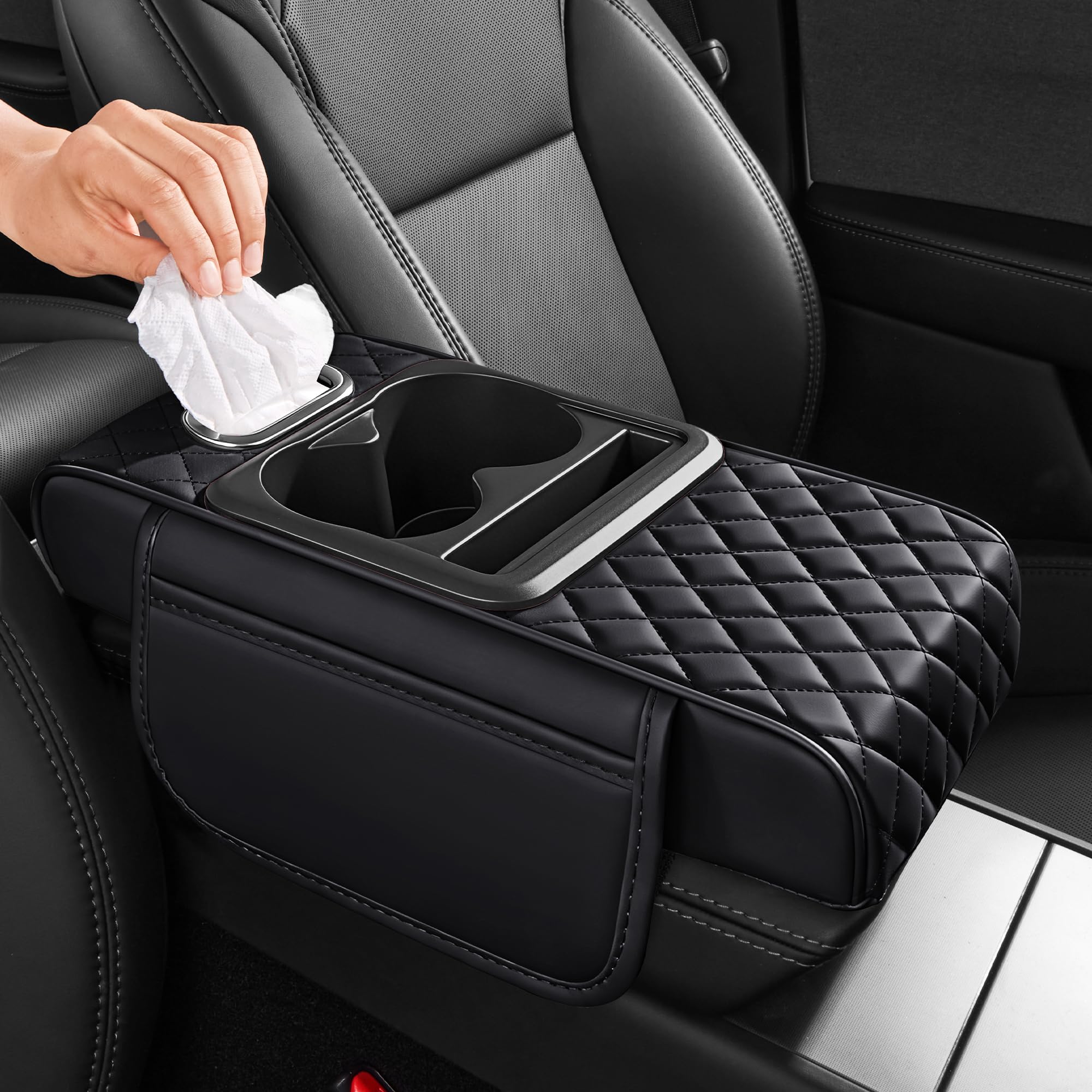5-in-1 Nappa Leather Center Console Armrest Cover