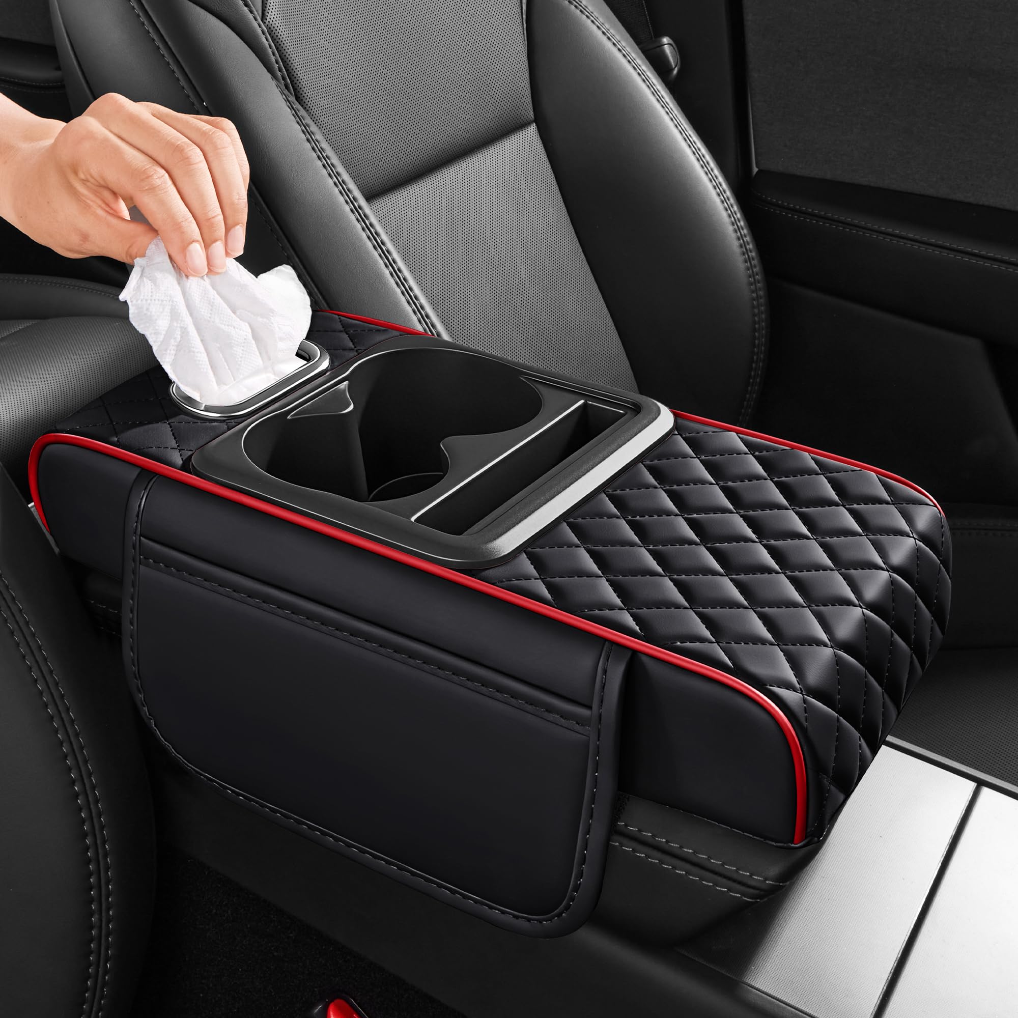 5-in-1 Nappa Leather Center Console Armrest Cover
