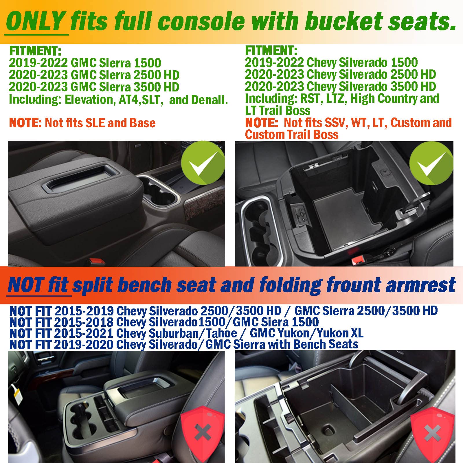 Full-Coverage Center Console Tray for Silverado and Sierra