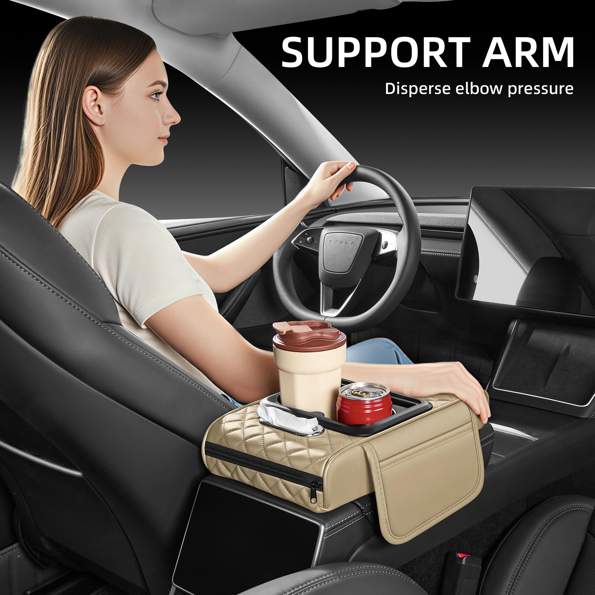 5-in-1 Nappa Leather Center Console Armrest Cover
