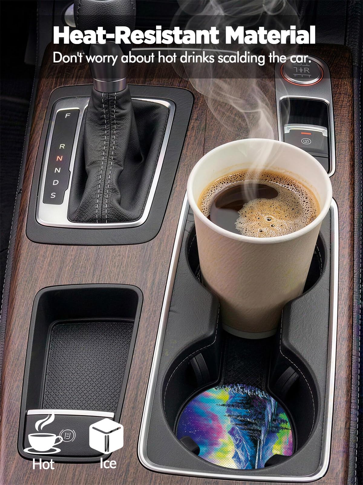 Universal Non-Slip Rubber Car Cup Coasters, 2-Pack