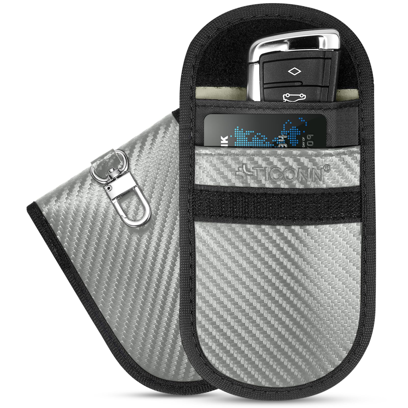 TICONN Faraday Bags for Car Keys Fob, Faraday Cage Protector, Car RFID Signal Blocking, Anti-Theft Pouch Anti-Hacking Case Blocker
