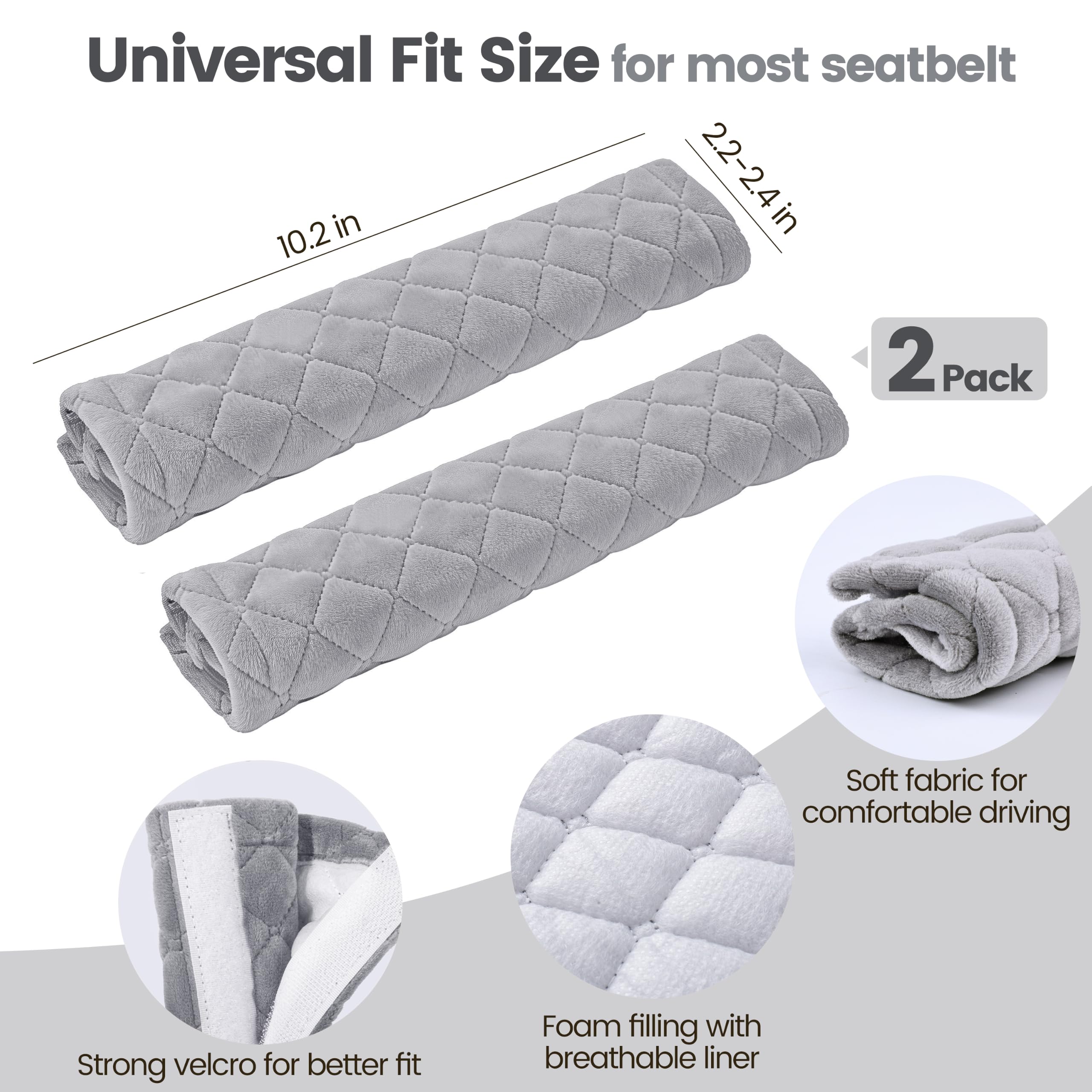 Universal Padded Seat Belt Shoulder Covers, 2-Pack