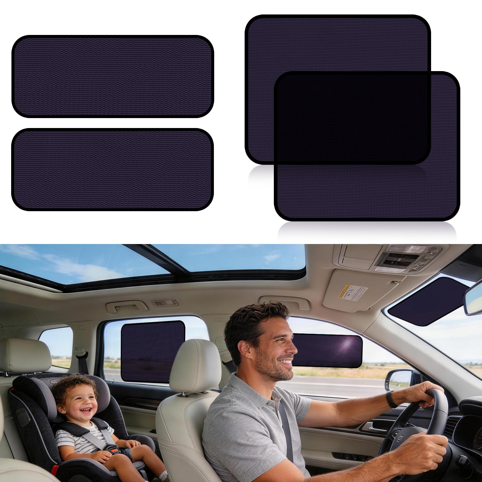 Semi-Transparent Static-Cling Car Window Shade
