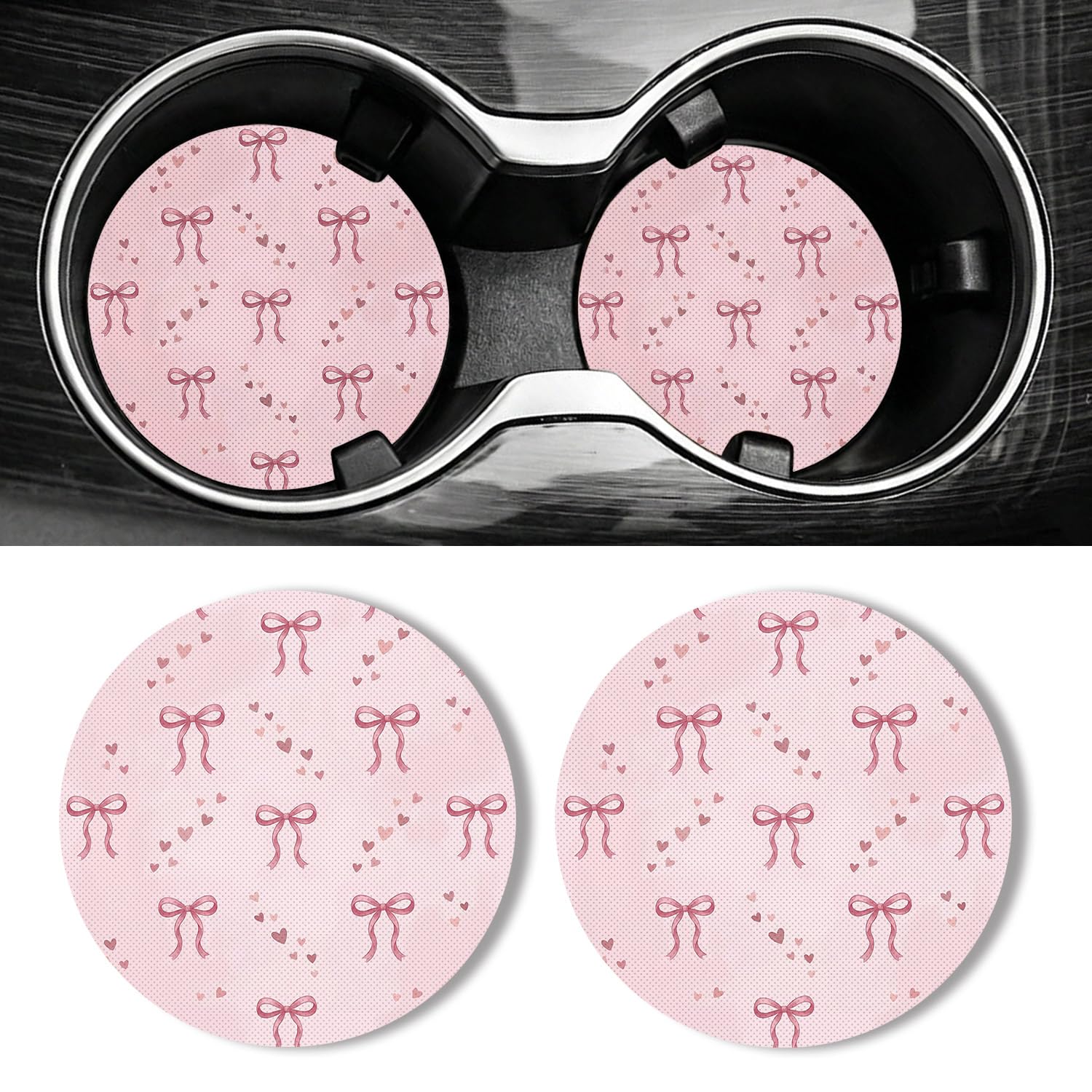 Universal Non-Slip Rubber Car Cup Coasters, 2-Pack