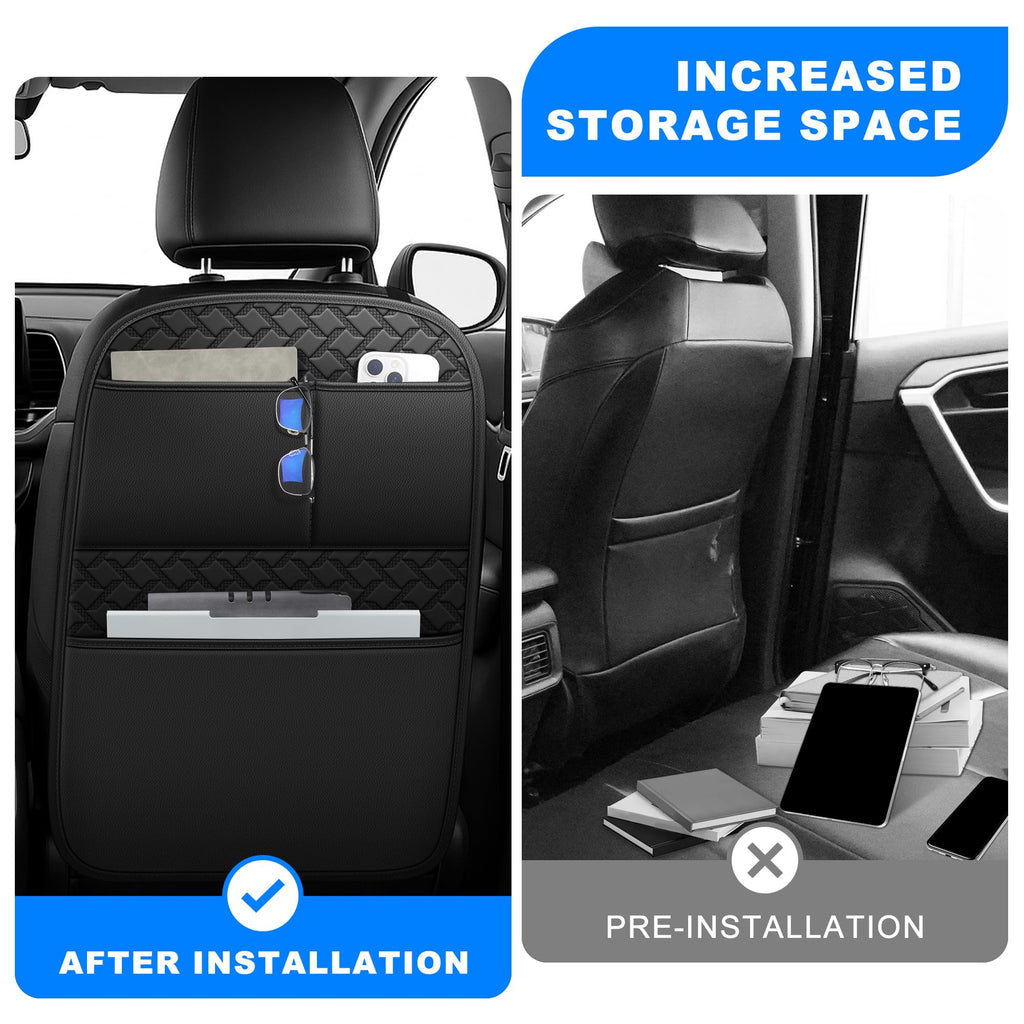 NUWQICD Car Kick Mats Back Seat Protector with 2 Pocket Storage Organizer