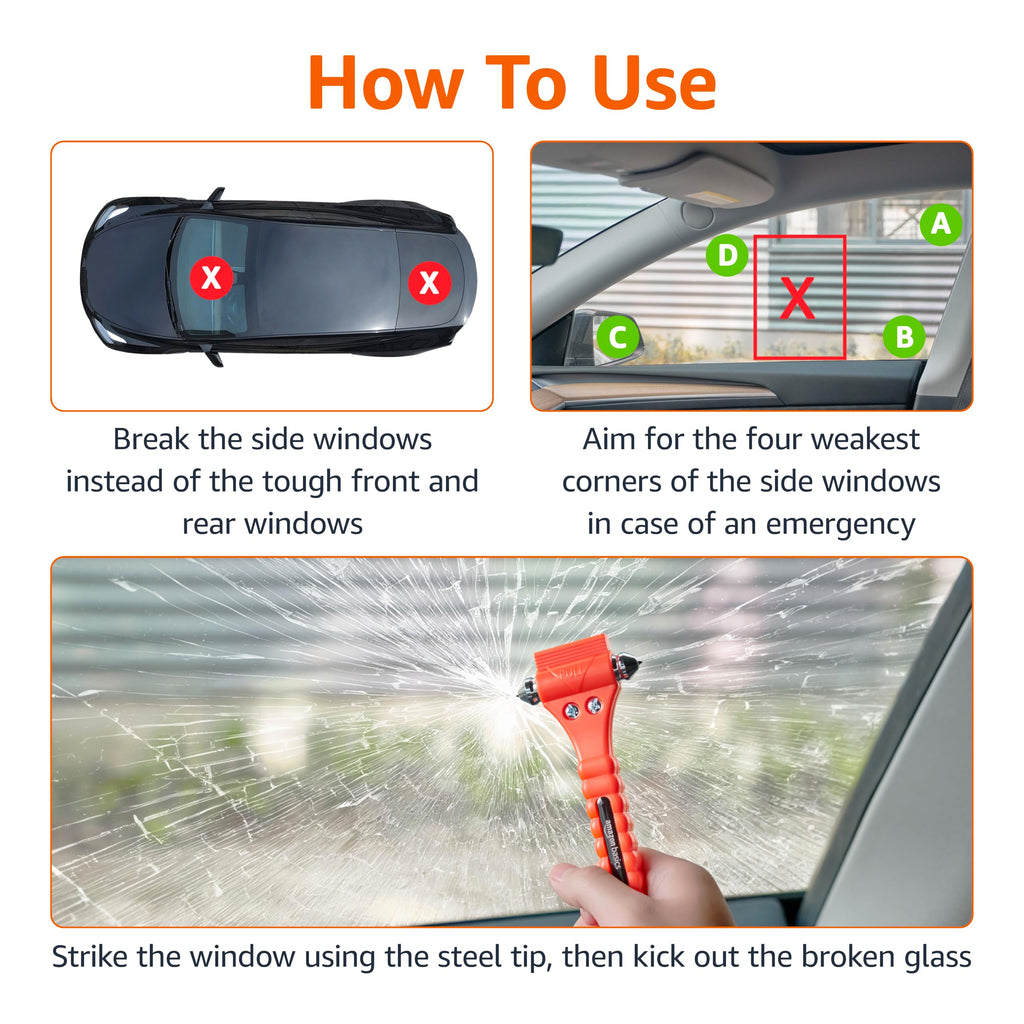 Emergency Seat Belt Cutter and Car Window Hammer Tool