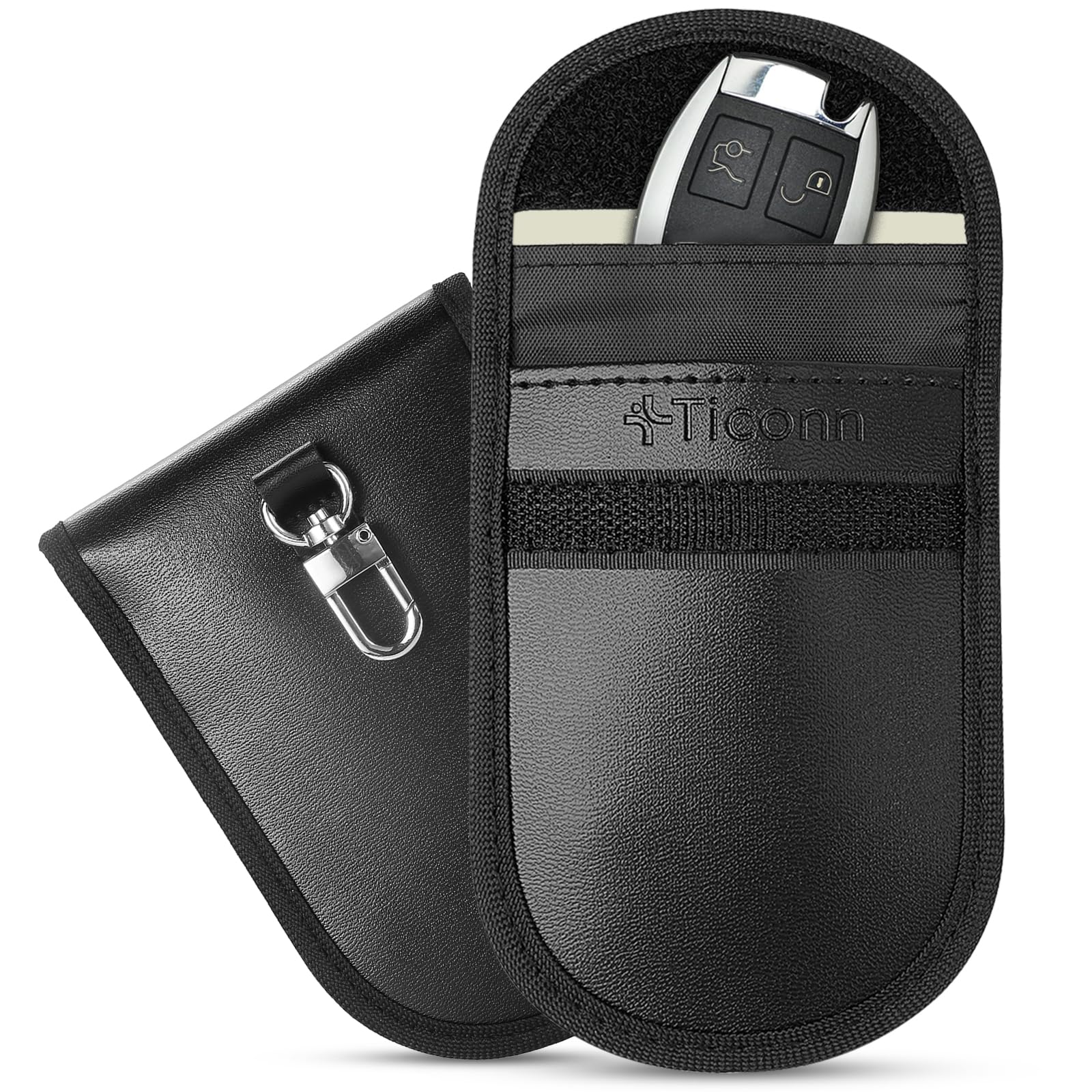 TICONN Faraday Bags for Car Keys Fob, Faraday Cage Protector, Car RFID Signal Blocking, Anti-Theft Pouch Anti-Hacking Case Blocker