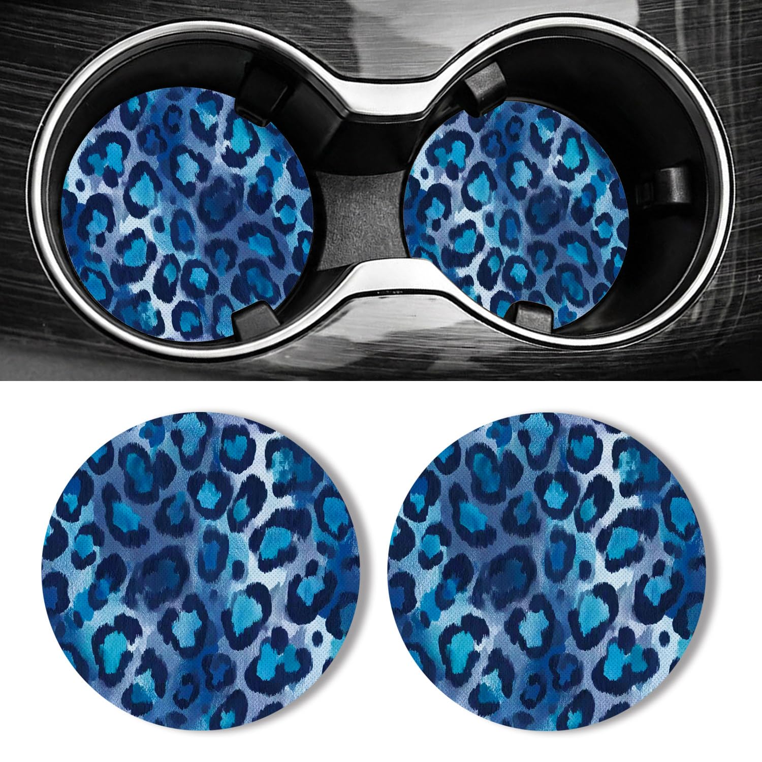 Universal Non-Slip Rubber Car Cup Coasters, 2-Pack