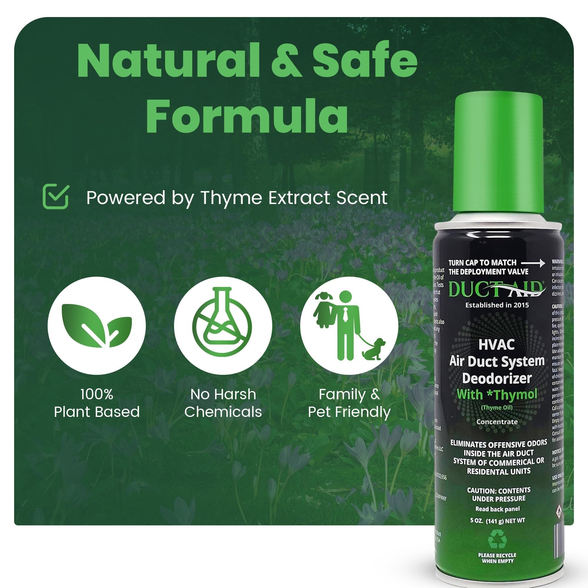 Air Freshener for HVAC Systems, Commercial, Residential & Cars| Made with Thyme extract, natural Plant based | Treatment for bad odor, Smoke, Shoes & Pet | HVAC Scent & Air Duct Deodorizer