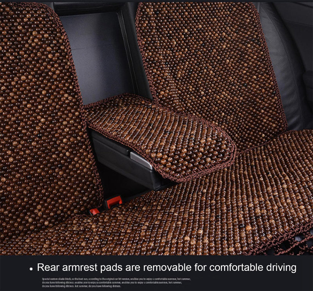 JBNCRYGD Beaded Car Seat Covers, Natural Wood Bead Seat Cushion for Trucks, Automotive Summer Ventilated Seat Cooling Pad, Wooden Seat Cover Sweat Protector