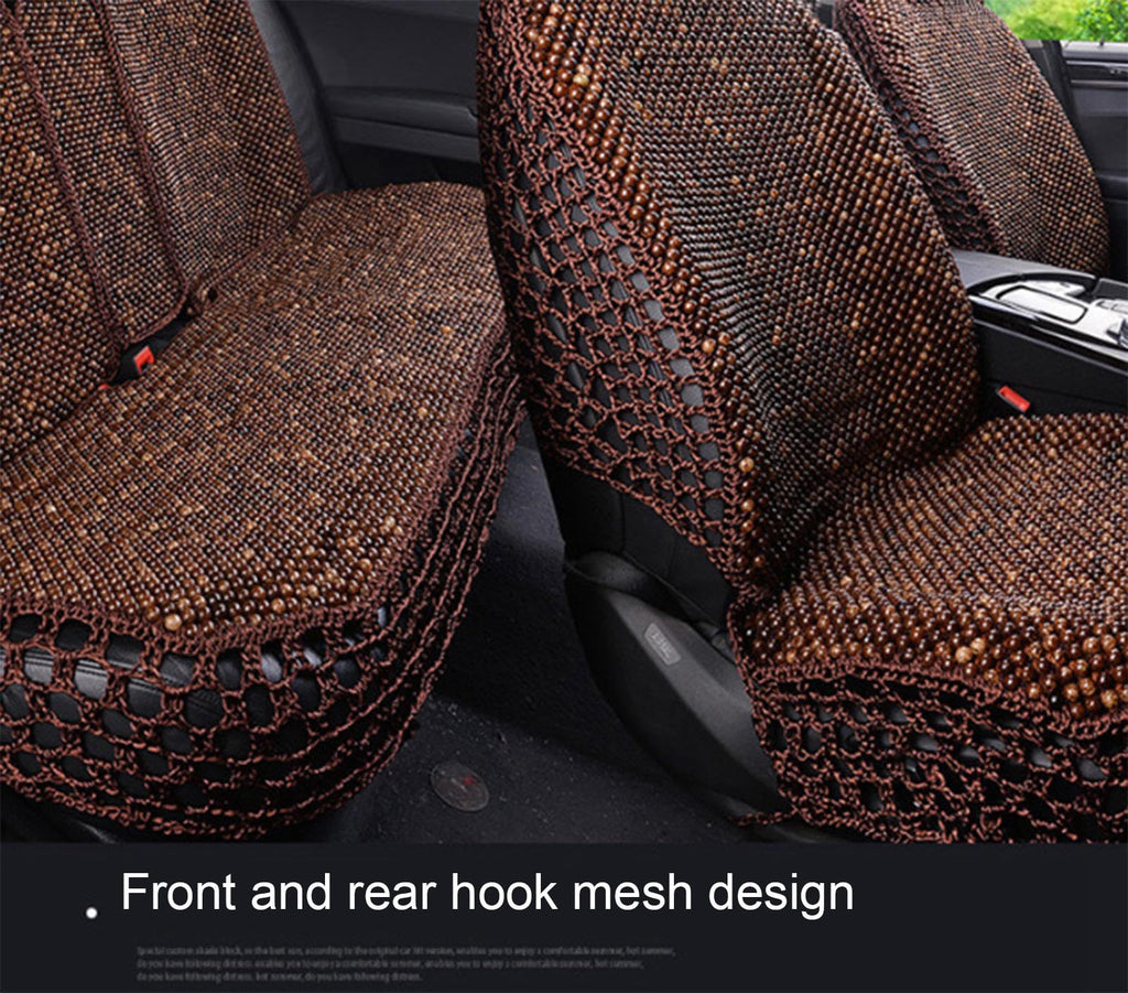 JBNCRYGD Beaded Car Seat Covers, Natural Wood Bead Seat Cushion for Trucks, Automotive Summer Ventilated Seat Cooling Pad, Wooden Seat Cover Sweat Protector