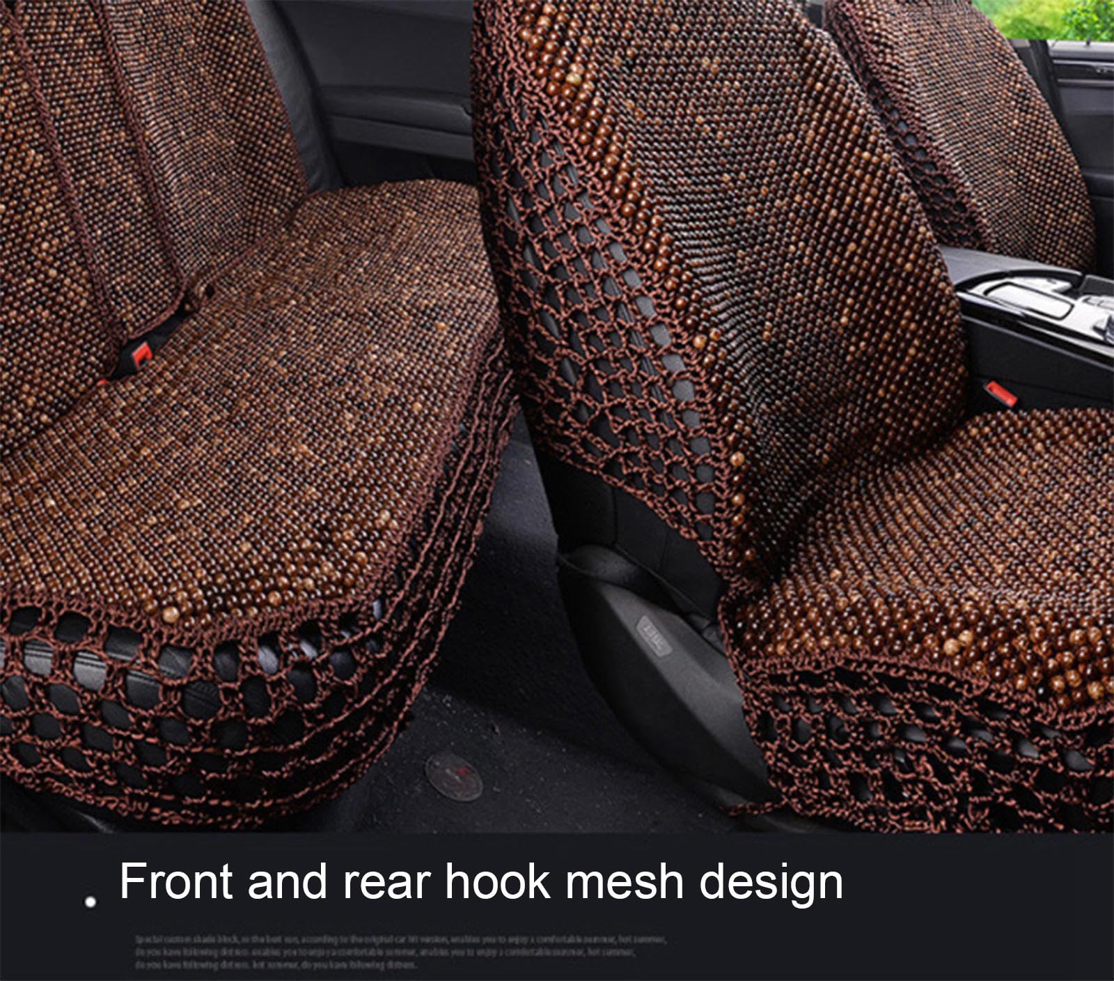 JBNCRYGD Beaded Car Seat Covers, Natural Wood Bead Seat Cushion for Trucks, Automotive Summer Ventilated Seat Cooling Pad, Wooden Seat Cover Sweat Protector