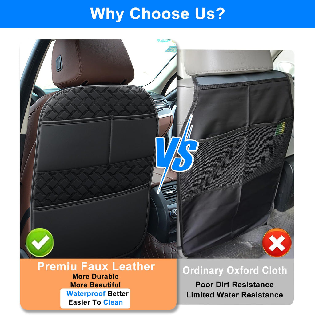 NUWQICD Car Kick Mats Back Seat Protector with 2 Pocket Storage Organizer